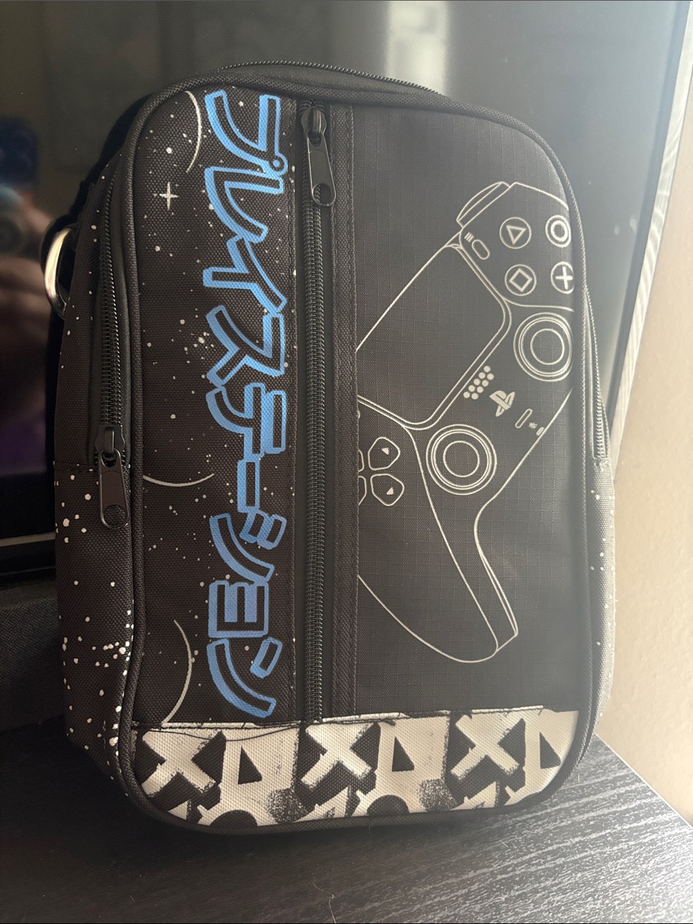 Sony PlayStation Black Travel Pouch/Sling with Blue Graphic Controller Design